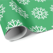 Green Snowflake Pattern Cadeaupapier (Rol Hoek)