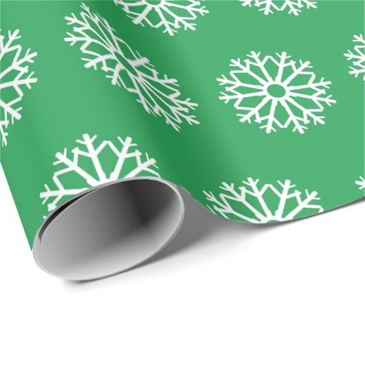 Green Snowflake Pattern Cadeaupapier (Rol Hoek)