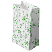 Green Snowflake Pattern Klein Cadeauzakje (Achterkant Gekanteld)