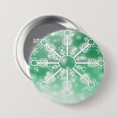 Green Snowflake Ronde Button 7,6 Cm (Voorkant /achterkant)