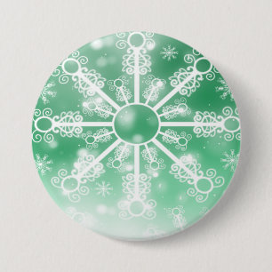 Green Snowflake Ronde Button 7,6 Cm