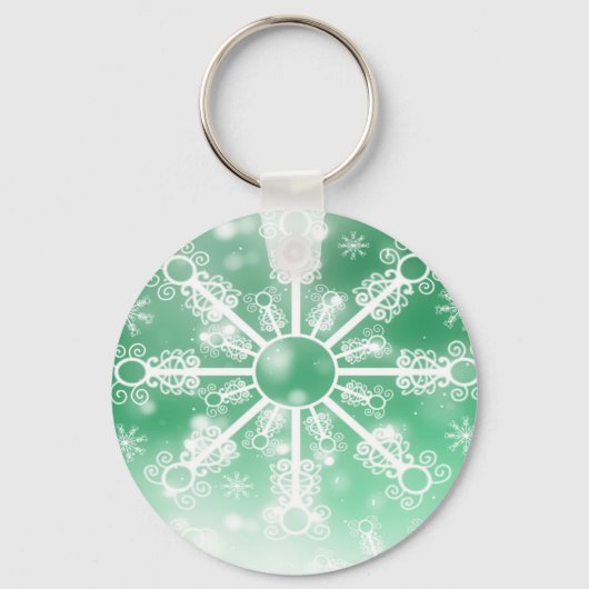 Green Snowflake Sleutelhanger (Voorkant)