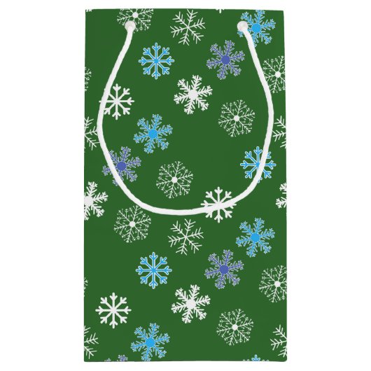 Green Snowflake Small Gift Bag Klein Cadeauzakje (Achterkant)