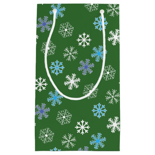 Green Snowflake Small Gift Bag Klein Cadeauzakje (Voorkant)