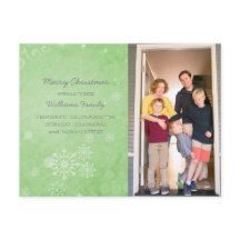 Green Snowflake Swirls Holiday Foto Briefkaart