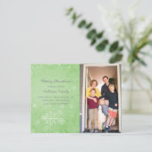 Green Snowflake Swirls Holiday Foto Briefkaart (Staand voorkant)