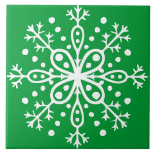 Green Snowflake Tile Tegeltje