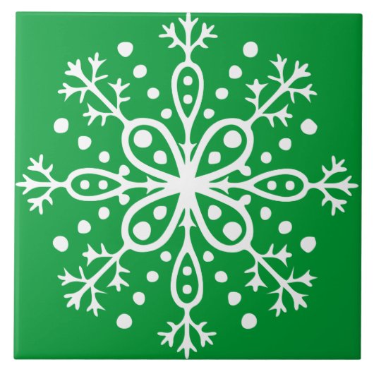 Green Snowflake Tile Tegeltje (Voorkant)
