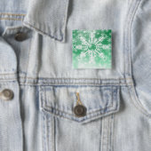 Green Snowflake Vierkante Button 5,1 Cm (In situ)