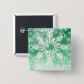 Green Snowflake Vierkante Button 5,1 Cm (Voorkant /achterkant)