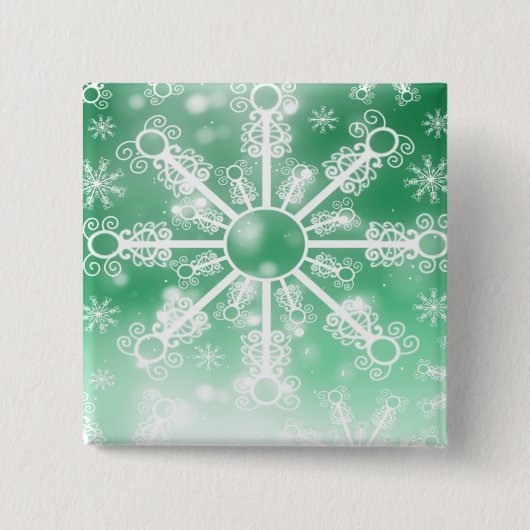 Green Snowflake Vierkante Button 5,1 Cm (Voorkant)