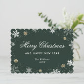 Green Snowflake Watercolor Botanical Feestdagenkaart (Staand voorkant)