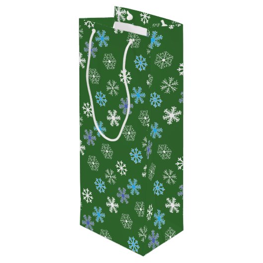 Green Snowflake Wijn Cadeautas (Achterkant Gekanteld)