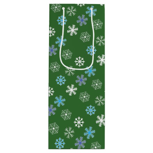 Green Snowflake Wijn Cadeautas (Voorkant)