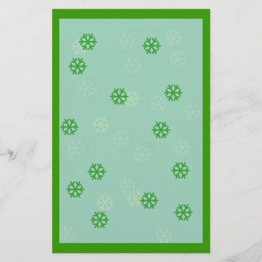 Green Snowflake Winter Briefpapier (Voorkant)