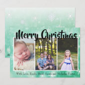Green Snowflakes personaliseer de kerstfoto Feestdagenkaart (Voorkant / Achterkant)