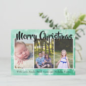 Green Snowflakes personaliseer de kerstfoto Feestdagenkaart (Staand voorkant)