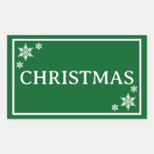 Green Snowflakes Simple Christmas Word Rechthoekige Sticker (Voorkant)