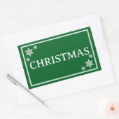 Green Snowflakes Simple Christmas Word Rechthoekige Sticker (Envelop)
