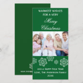 Green Snowflakes Warmest Wishes Foto - Fotokaart Feestdagenkaart (Voorkant / Achterkant)