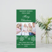 Green Snowflakes Warmest Wishes Foto - Fotokaart Feestdagenkaart (Staand voorkant)