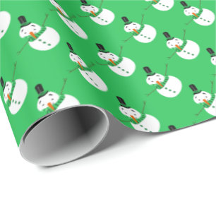 Green Snowman, Festive Cadeaupapier