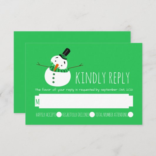 Green Snowman RSVP (Voorkant / Achterkant)