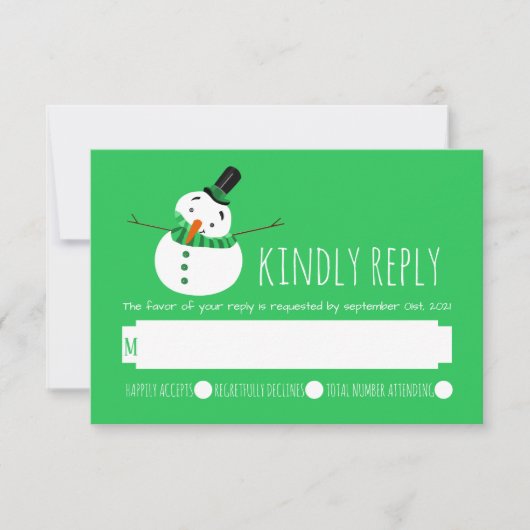 Green Snowman RSVP Kaartje (Voorkant)