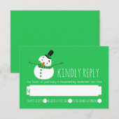 Green Snowman RSVP Kaartje (Voorkant / Achterkant)