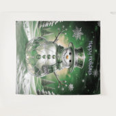 Green Snowman Snowflakes Holiday Backdrop Wandkleed (Voorkant (horizontaal))