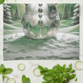 Green Snowman Snowflakes Holiday Kitchen Towel Theedoek (Gevouwen)