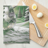 Green Snowman Snowflakes Holiday Kitchen Towel Theedoek (Quarter Fold)