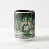 Green Snowman Snowflakes Holiday Mug Mok (Midden)