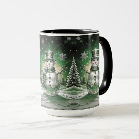 Green Snowman Snowflakes Holiday Mug Mok (Voorkant rechts)