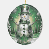 Green Snowman Snowflakes Holiday Ornament (Links)