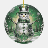 Green Snowman Snowflakes Holiday Ornament (Achterkant)