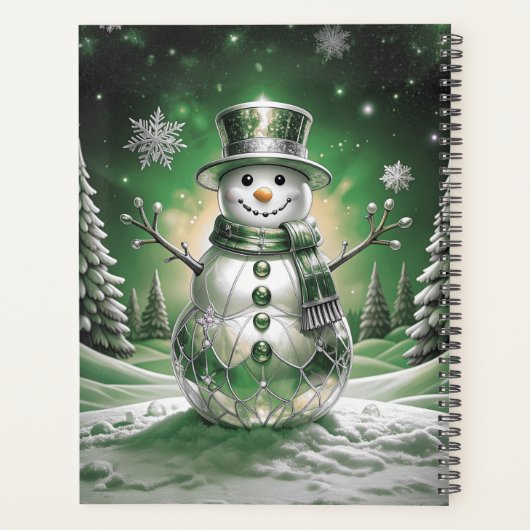 Green Snowman Snowflakes Holiday Planner (Achterkant)