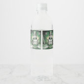 Green Snowman Snowflakes Holiday Waterfles Etiket (Achterkant)