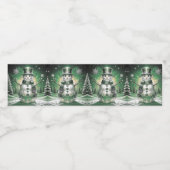 Green Snowman Snowflakes Holiday Waterfles Etiket (Enkel label)