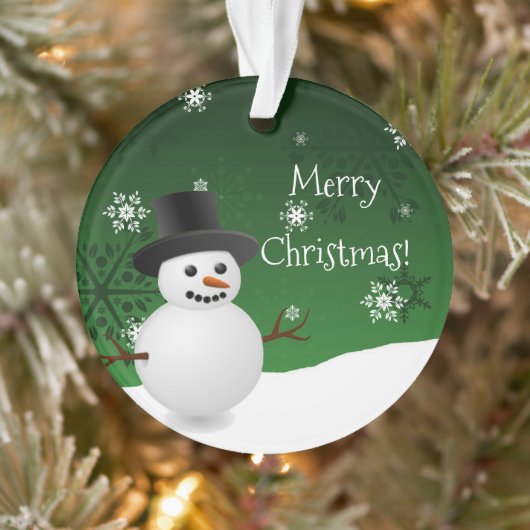 Green Snowman Winter Scene Kerstannament Ornament (Boom)