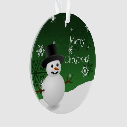 Green Snowman Winter Scene Kerstannament Ornament (voorkant)