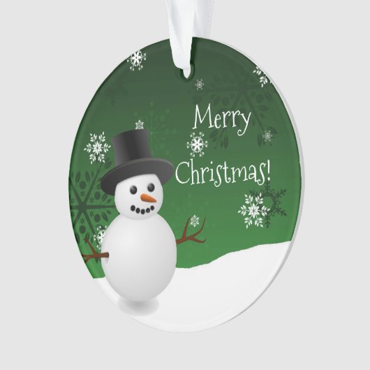 Green Snowman Winter Scene Kerstannament Ornament (voorkant)