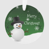Green Snowman Winter Scene Kerstannament Ornament (voorkant)