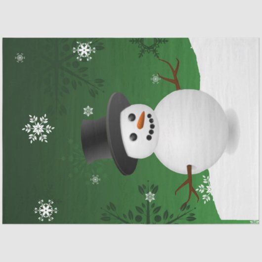 Green Snowman Winter Scene-kerstcadeaupapier Tissuepapier (Voorkant)
