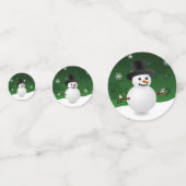 Green Snowman Winter Scene KerstConfetti Confetti (Voorkanten)