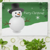 Green Snowman Winter Scene Kerstmis Kitchen Towel Theedoek (Gevouwen)