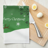 Green Snowman Winter Scene Kerstmis Kitchen Towel Theedoek (Quarter Fold)