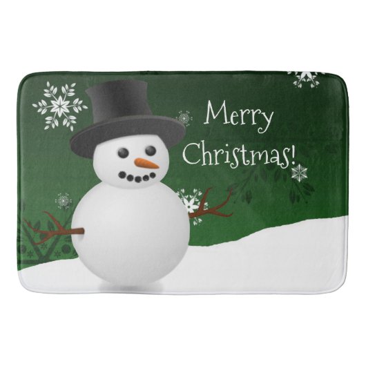 Green Snowman Winter Scene Kerstmis Mat (Voorkant)