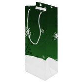 Green Snowman Winter Scene Kerstwijn Gift Bag Wijn Cadeautas (Achterkant Gekanteld)