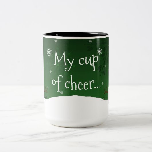 Green Snowman Winter Scene Mok met kerstmis (Center)